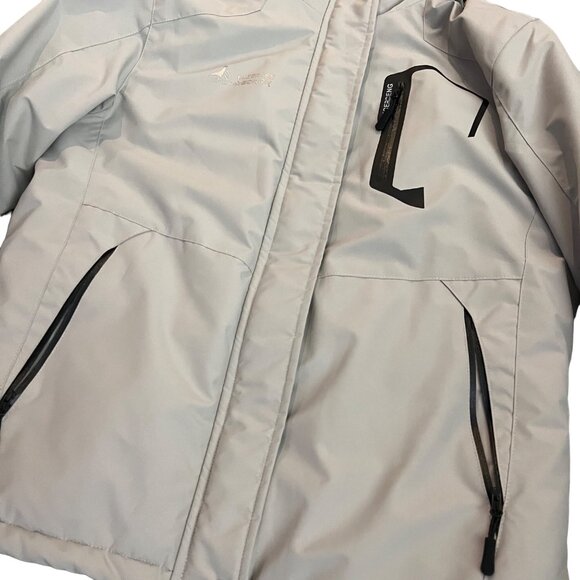 Moerdeng Womens Light Gray Faux Fur Lined Hooded Snow Ski Jacket Size Medium - Picture 2 of 8